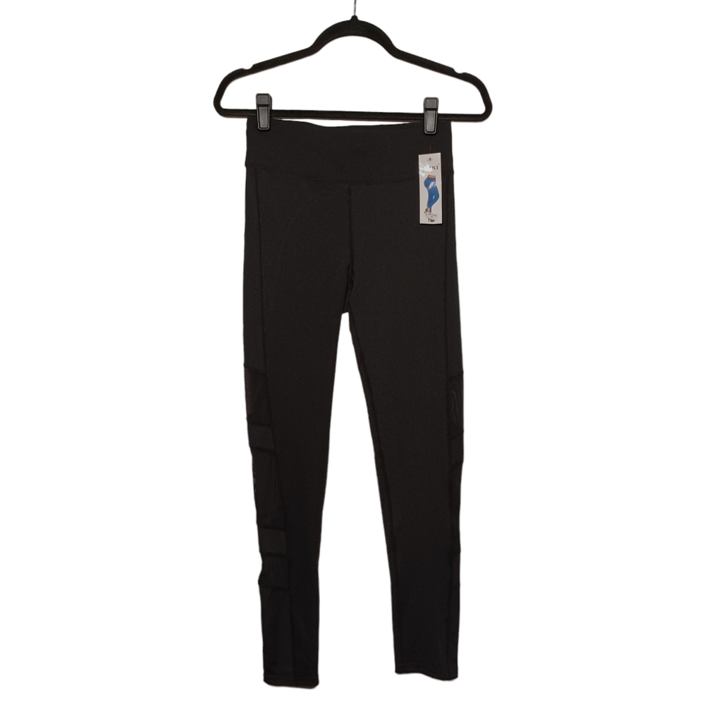 JVINI Mesh Semi Sheer Cut Out Black Skinny Athletic Pull On Leggings Small NWT